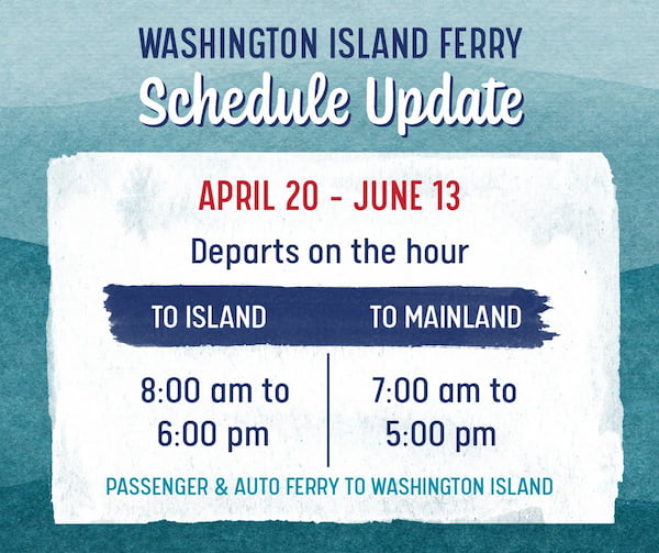 Washington Island Ferry schedule 2024-04-20 - 2024-06-13