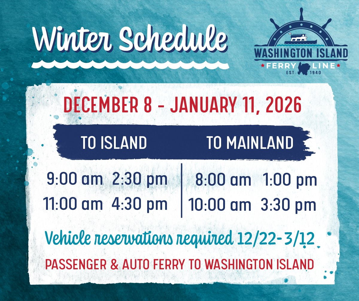 Washington Island Ferry schedule 2025-12-08 - 2025-12-24