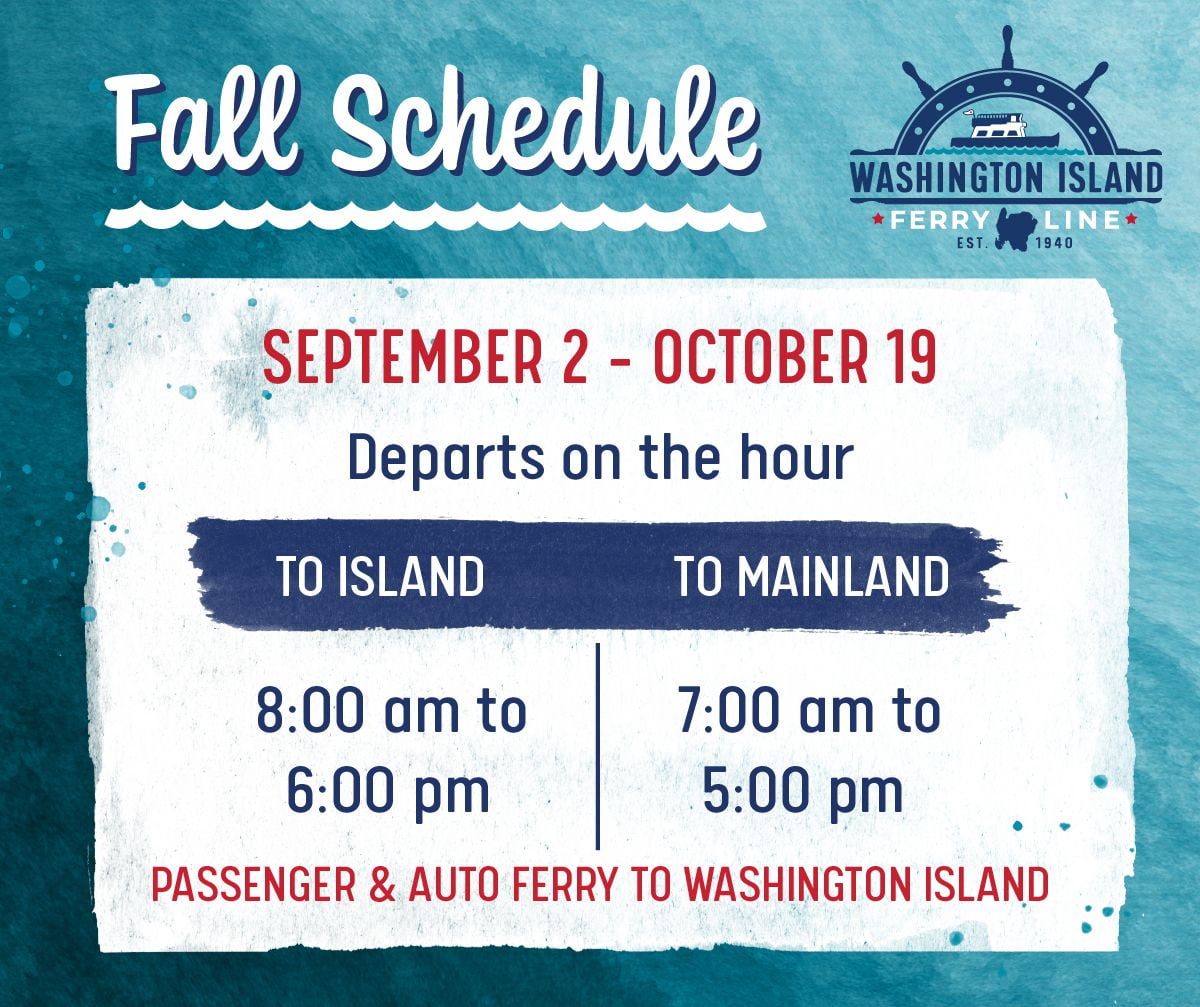 Washington Island Ferry schedule 2025-09-02 - 2025-10-19